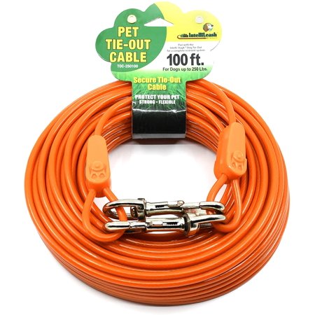 IntelliLeash Products Tie-Out Cable for Dogs. Multiple Sizes and Weight Ratings Available for Small  Medium  and Large Sized Dogs up to 250 Pounds.