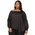 thumbnail image 2 of Michael Kors Womens Jacquard Handkerchief Off the Shoulder Blouse, Black, Plus Size, 2X, 2 of 3