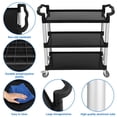 thumbnail image 4 of Towallmark Chariot Utilitaire à 3 Niveaux avec Roues, Chariot Roulant Robuste pour Restaurant Bureau Usage Commercial, Chariot de Service Industriel en Métal avec Roues Verrouillables, Noir, 4 of 6
