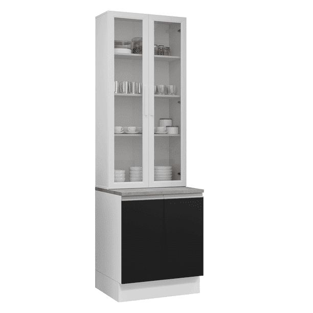 Kit Gabinete Bajo Con Armario De Vidrio Madesa Glamy 70cm BN