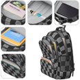 thumbnail image 4 of Black and Gray Checkered Pattern Backpack for School, Cute School Bag with Adjustable Shoulder Straps and Padded Back, 16.9"x12.6"x5.9", 4 of 5