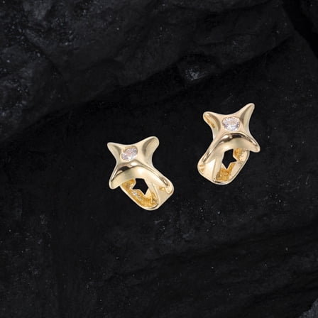 WEUVEB Golden Star Tooth Jewelry Copper Decorative Accessory for Rapper 2Pcs