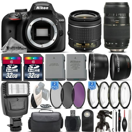 Nikon D3400 24.2MP DSLR Camera + 18-55mm VR Lens + 70-300mm Macro Lens -64GB (Best Camera For Macro Photography)