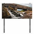 thumbnail image 3 of Landscape Headboard, Old Rustic Oak Covered Bridge over Cascading Waterfalls Rock Fall Season American City, Upholstered Decorative Metal Bed Headboard with Memory Foam, Twin Size, Brown, by Ambesonne, 3 of 4