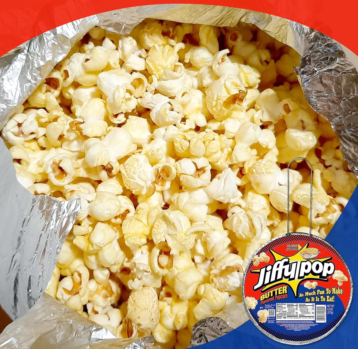 JIFFY POP Butter Flavored Popcorn Stovetop Popping Pan 4.5oz (6 Pack)