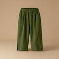 thumbnail image 6 of HongQid Women's Capri Pants - Summer Full Elastic Waist Pedal Pushers Cotton - Ladies Pull-On Cropped Pants Side Slits - Side Pockets, 6 of 7