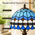 thumbnail image 6 of MEHOOM Tiffany Style Table Lamp, Stained Glass Shade, LED 3-Color Dimmable with Auto Timer, Table Lamps for Bedroom & Living Room (Blue), 6 of 10