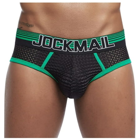 

Knosfe Mens Pouch Stretch Underwear Letter Print Breathable Briefs L