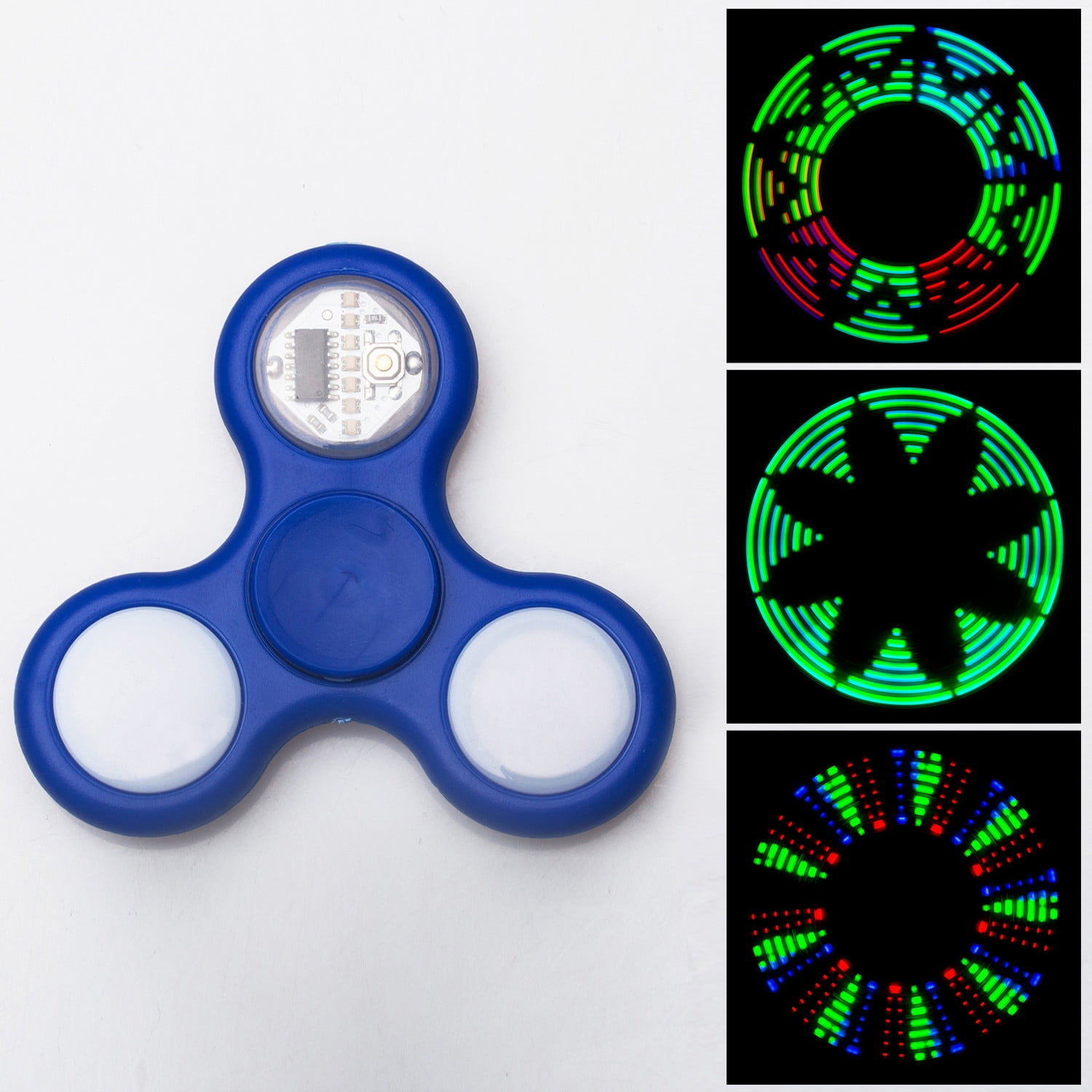 Glow in the Dark Hand Spinner Fidget Toy Anxiety Stress Relief Focus ADHD BLUE 