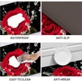 thumbnail image 5 of Red Rose Flower Kitchen Rugs,Black Anti Fatigue Mats for Kitchen Floor Cushioned,Non Slip Waterproof Memory Foam Mat for Bedroom,Office,Bathroom,Sink 17.3 * 29 Inches, 5 of 6