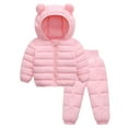 thumbnail image 2 of ATAIKU 6M-5T Toddler Baby Boy Girl Cute Hooded Puffer Jacket with Pants Kids Winter Snowsuit Lightweight Down Outwear, 2 of 15