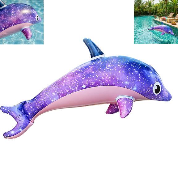 Inflatable Dolphin, Cute Dolphin Shaped Inflatable Water Toy for Summer Pool Beach Party
