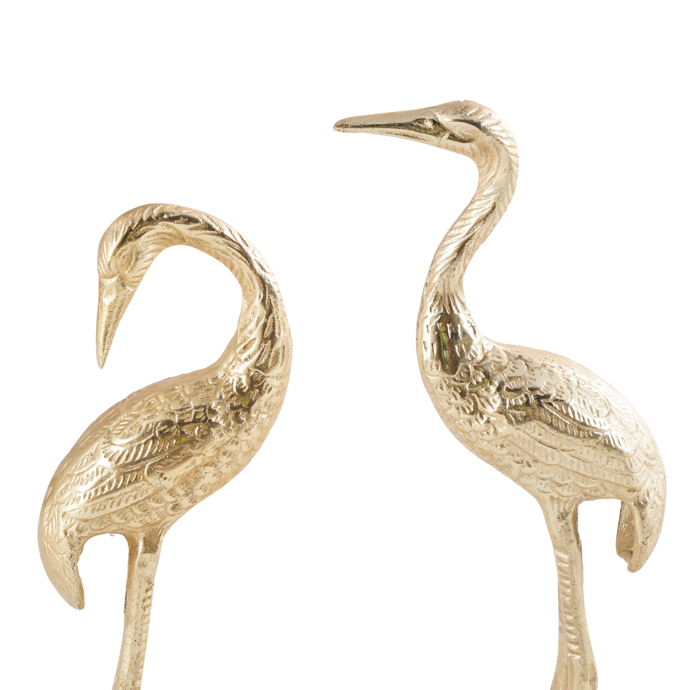 15", 17"H Gold Aluminum Metal Flamingo Sculpture, by DecMode (2 Count)