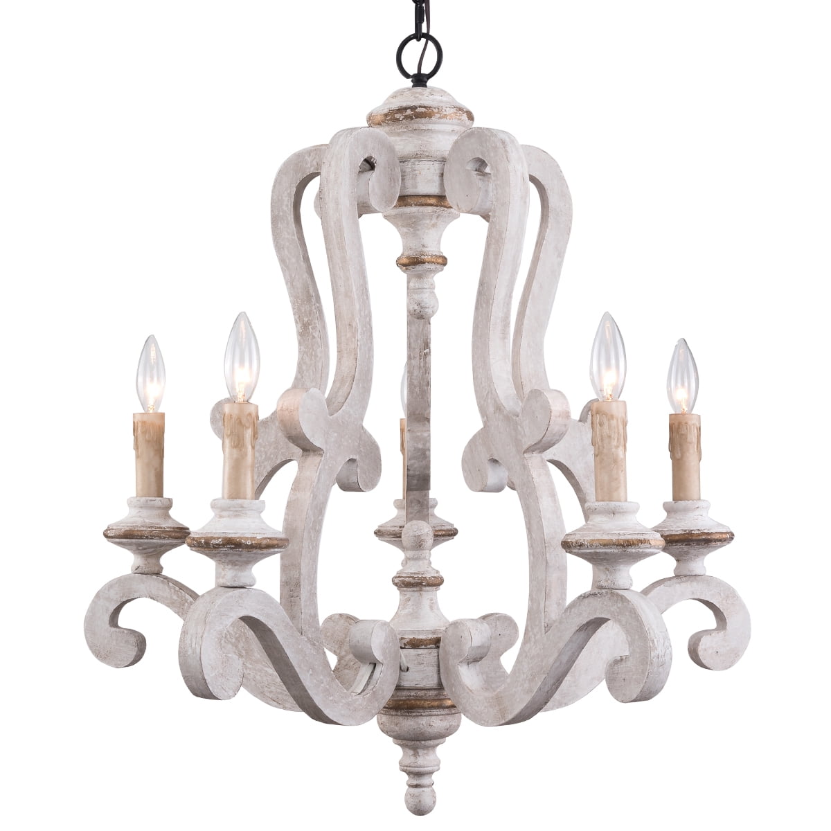 Belladepot 5-light White Wooden Vintage Chandelier