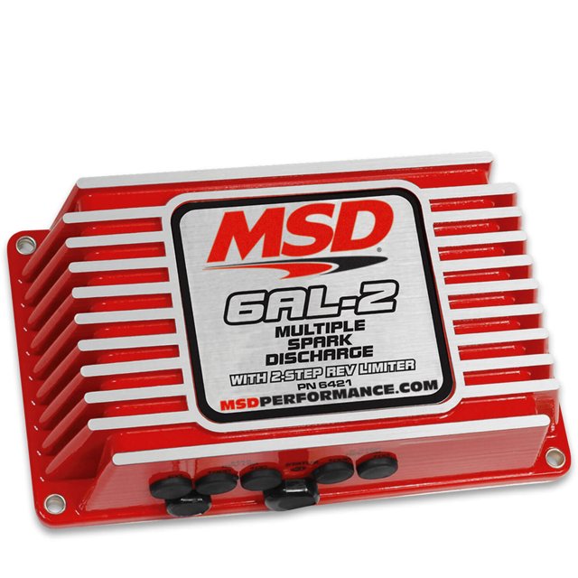 MSD Ignition Ignition Control Module 6421 6 Series; Street/Drag Racing Use; Digital; 0-12000 RPM; With 2 Step Rev Limiter; Multiple Spark Discharge; Without Boost Retard; Red