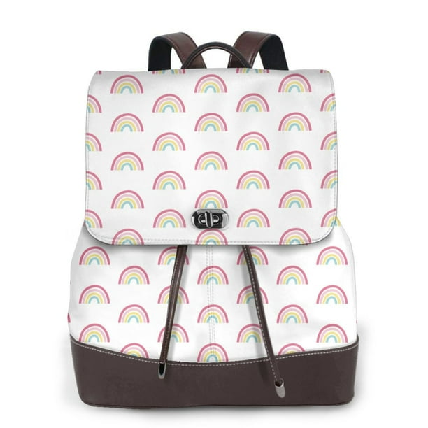 Disketp Rainbow Mochila de Cuero para Mujer, Bolso de Espalda Antirrobo con Estilo para Viaje, Trabajo y Uso Diario