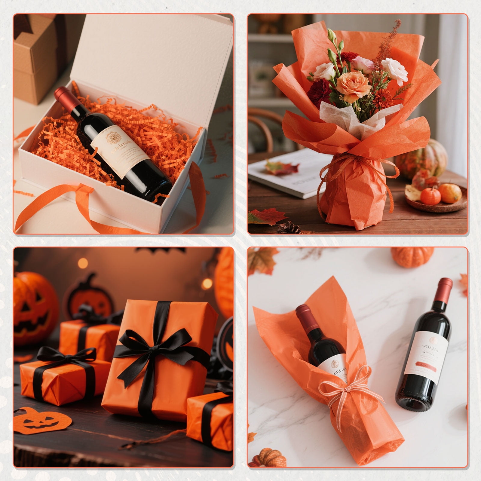 Naler 60 Sheets 19.7"X27.6" Orange Tissue Paper for Gift Bags,Halloween Dec, Autumn Thanksgiving, Arts Craft Party Favor Decoration