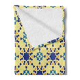 thumbnail image 2 of Ethnic Soft Flannel Fleece Throw Blanket, Moroccan Ceramic Motif with Persian Folk Effects Antique Design, Cozy Plush for Indoor and Outdoor Use, 50" x 70", Violet Blue Yellow, by Ambesonne, 2 of 5
