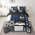 thumbnail image 2 of Feelyou Farmhouse Camping Adult Twin Bedding Sets 7pcs, Blue Plaid Bedding Comforter Set, 2 of 8