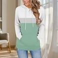 thumbnail image 2 of JGGSPWM Womens Loose Casual Hoodies Color Blocked Crew Neck Long Sleeve Sweatshirts with Pocket Lightweight Pullover Tops Green XXL, 2 of 6