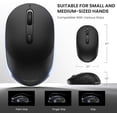 thumbnail image 5 of Bluetooth Wireless Mouse, Bluetooth 5.0 & 2.4G USB Receiver, Compact & Portable, Silent Click, Ergonomic Symmetrical Design, 18-Month Battery, Adjustable DPI, Wide Compatibility - Black, 5 of 8