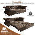thumbnail image 4 of FFH 83.8" Chesterfield Couch with Pull Out Bed, Velvet Sleeper Sofa with Classic Roll Arm, Flower Tufting for Living Room, Brown, 4 of 11