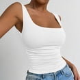 thumbnail image 4 of Womens Tank Tops Summer Square Neck Sleeveless Rib Knit Shirts Slim Fit Basic Tee Tops White XS, 4 of 6
