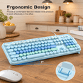 Full Size Wired Computer with Large Print Keys, Blue, 104 Keys for ...