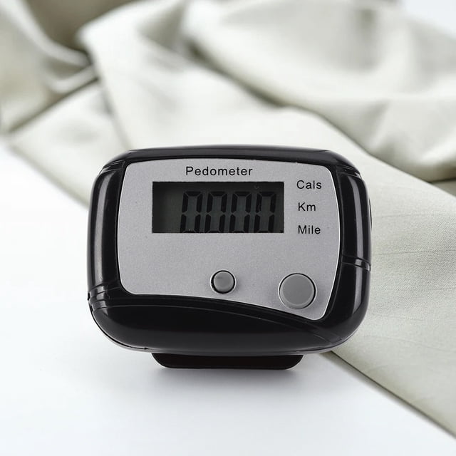 Podómetro para caminar multifunción con clip en el contador de pasos para caminar y correr (negro)