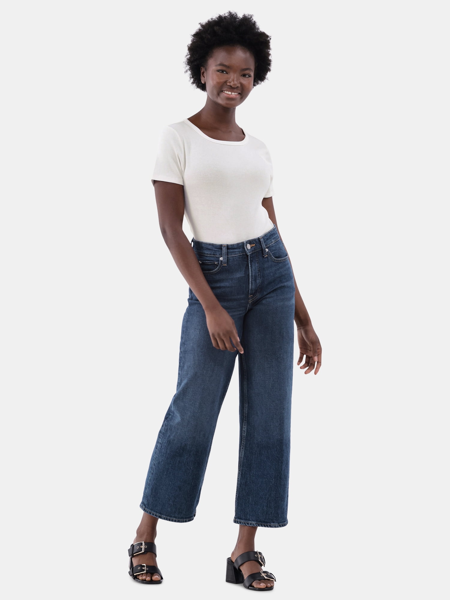 Time and Tru Women’s Rib Crewneck Tee with Short Sleeves, Sizes XS-XXXL