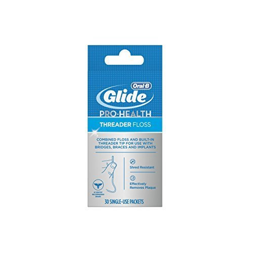 Glide OralB ProHeath Stiff Threader Tip Floss Shred Resistant, 30ct