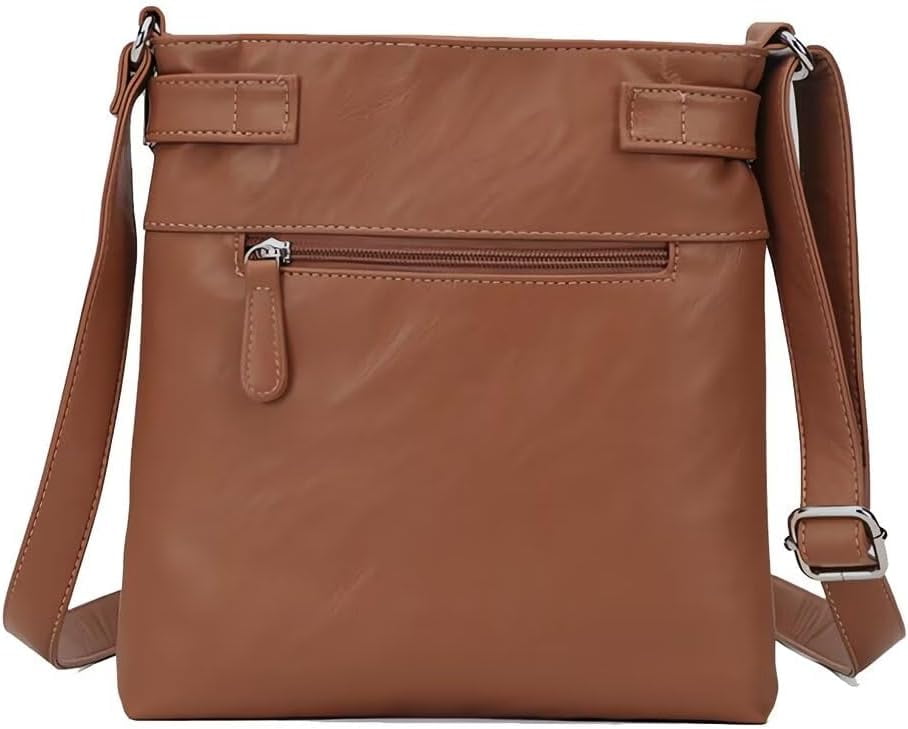 Leather Crossbody Bag for Women PU West Multi Pocket Shoulder Bags Travel Purses Ultra Soft Washed