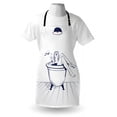 thumbnail image 3 of Wine Apron Young Beautiful Woman Relaxing on the Bathroom with Glass of Wine Drawing Art, Unisex Kitchen Bib Apron with Adjustable Neck for Cooking Baking Gardening, Dark Blue Red White, by Ambesonne, 3 of 3
