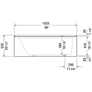 Duravit 700353000000090 60 x 32 in. Architec Soaker Alcove Bathtub with Right Drain, White