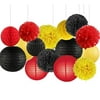 Yellow Black Red Party Decor Kit Tissue Paper Pom Poms Flower Paper Lantern Paper Honeycomb Balls Party Hanging Decoration Favor for First 1st Birthday Girl Princess Ballerina Theme Decorations Kit