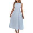thumbnail image 2 of Vestido de Mujer Cintura Alta, Sin Mangas, A Rayas, Color Liso, Estilo Verano 2025. S, 2 of 10