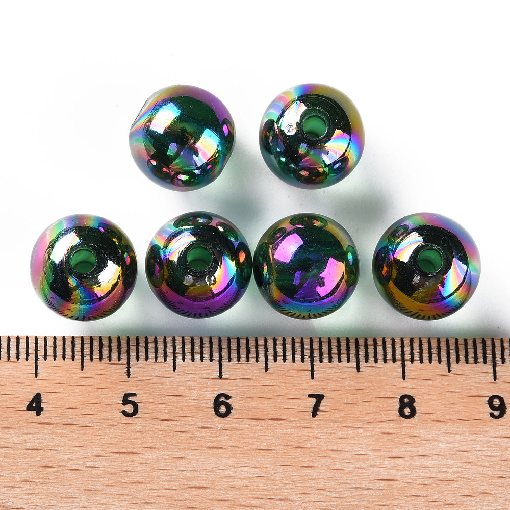 500gs Transparent Acrylic Beads AB color Plated Round Green 12x11mm Hole: 2.5mm about 566pcs/500g