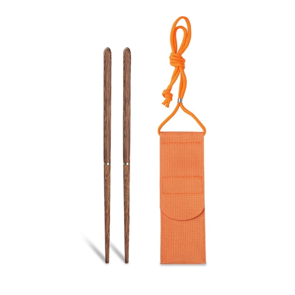 Soidarity 1 par de palillos, vajilla, madera, acero inoxidable, reutilizable, cocina, ligero, para comer, palitos para picar con bolsa de Kits de desorden para acampar