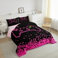 thumbnail image 3 of Manfei Boys Girls Video Game Full Size Comforter Sets 3-Piece,Abstract Plaid Gamepads Bedding Comforter Set,Black Pink Lightweight Bedding Sets,Luxury Bedroom Decor,Reversible, 3 of 8