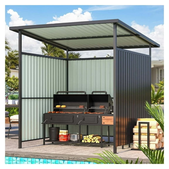 AetherLove 6' x 6' Hardtop Grill Gazebo, Small Outdoor Pergolas and Gazebos Clearance, Lean to BBQ Gazebo for Outdoor Grill, Metal Awnings for Patio, Decks