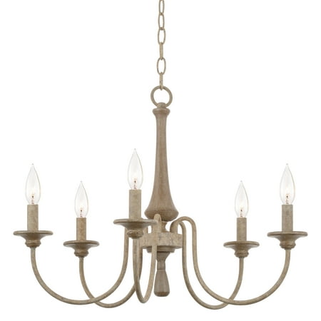 

Kira Home Sherbrooke 24 5-Light French Country Chandelier Adjustable Height Smoked Cedar Style Wood Finish