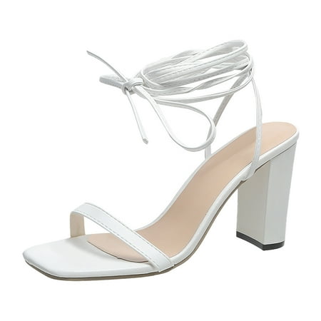 

Sandals Women Foreign Trade Large High Heeled European And American Fashion Square Headed Heavy Heeled Strappy Sandals