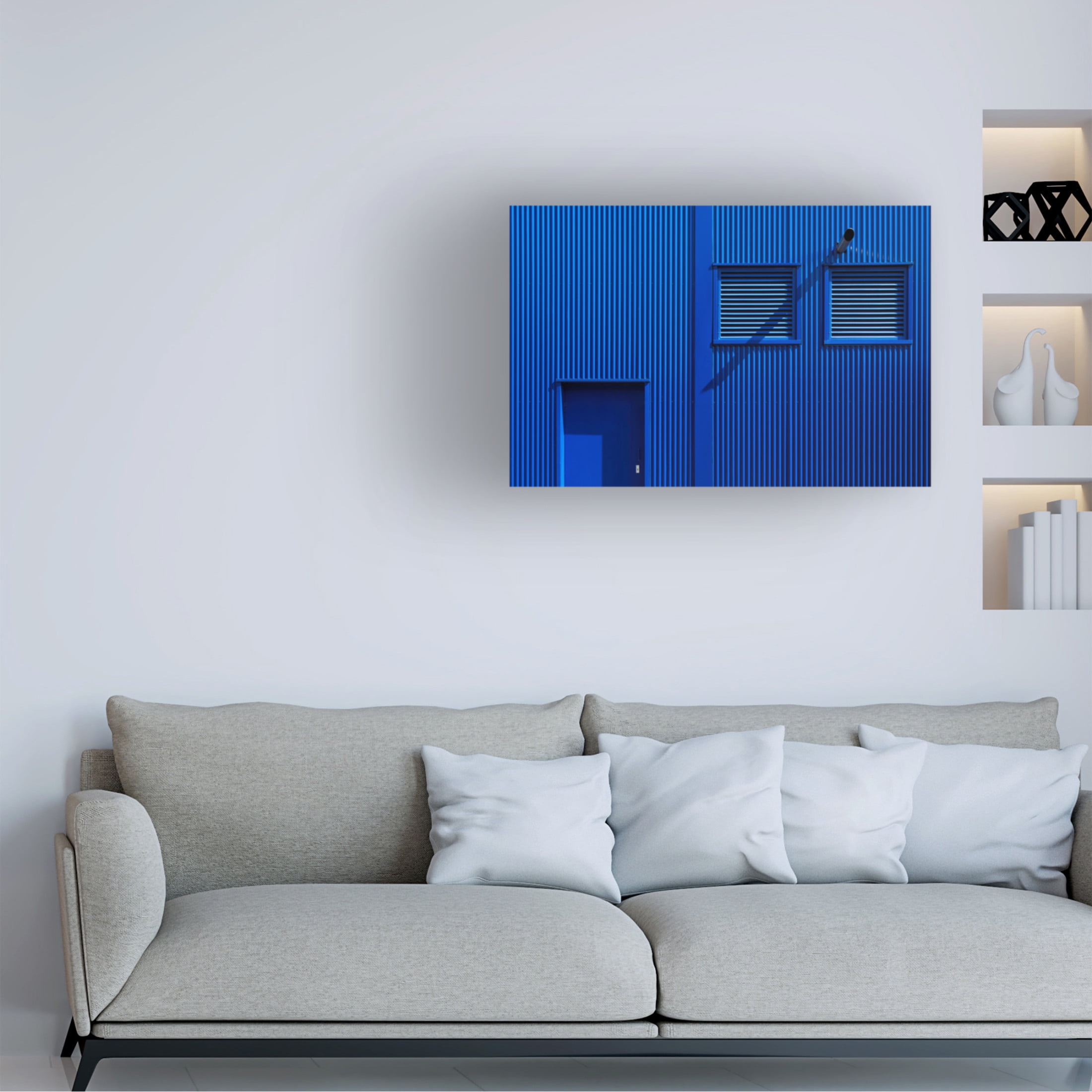 Canvas Wall Art - Greetje van Son 'Bleu' Wall Art for Living Room, Bedroom, or Office Décor by Trademark Fine Art - 32 x 22 Inches