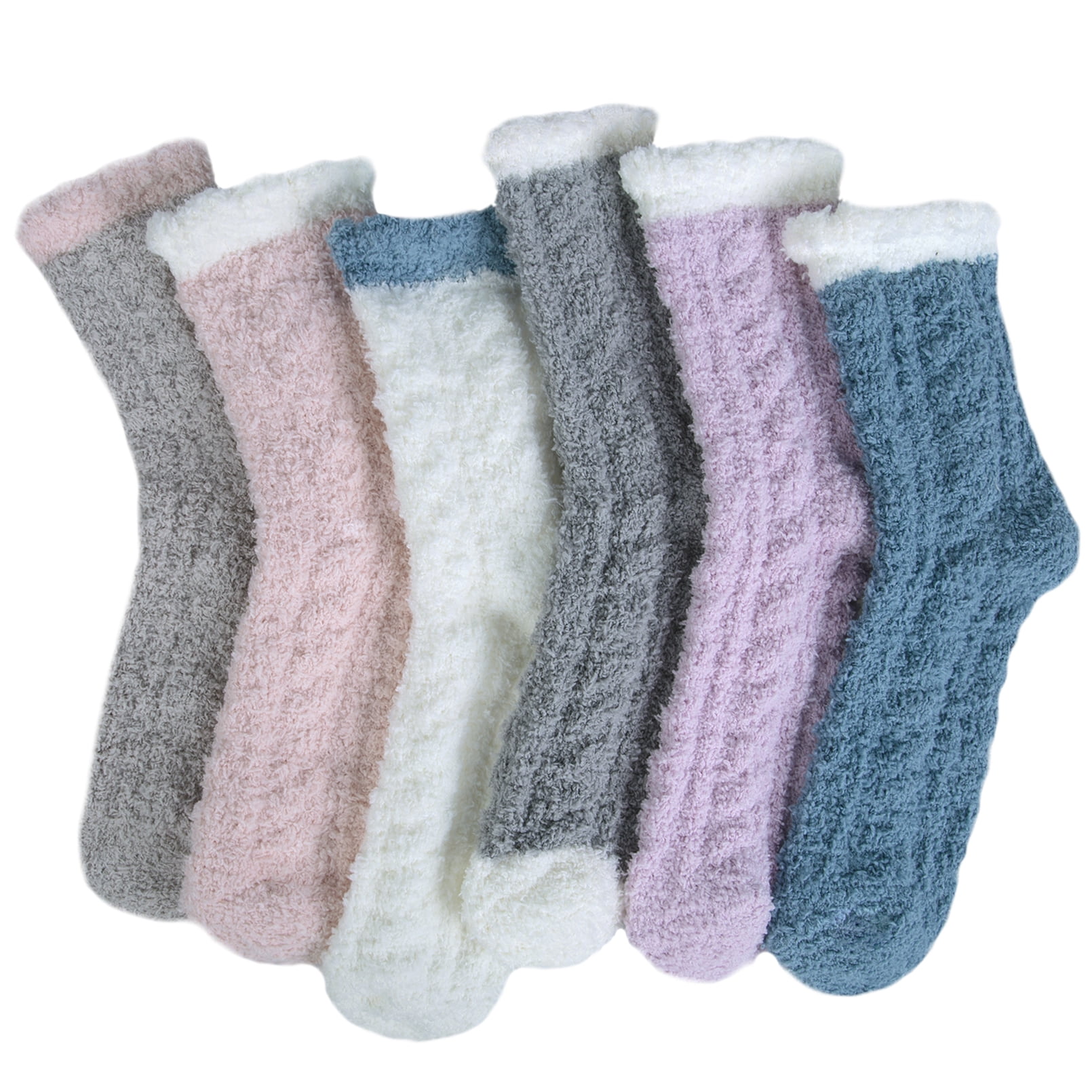 Women Loritta 6 Pairs Womens Fuzzy Socks Soft Warm Winter Cozy Fluffy ...