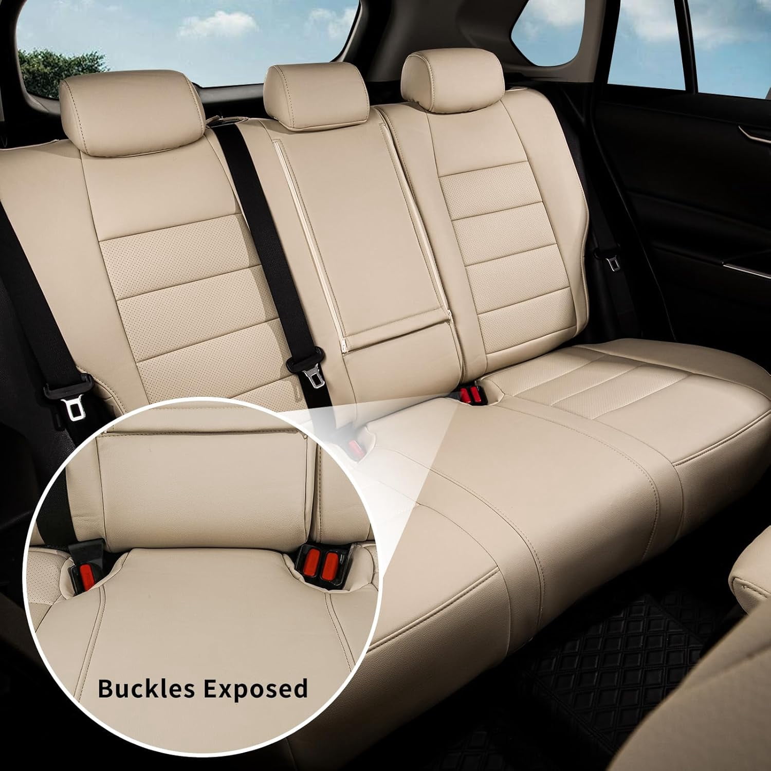 coverdream Rav4 Seat Covers Custom Fit for 2026 Toyota Rav4 Hybrid (SE,XSE) & PHEV GR Sport SUV,Waterproof Faux Leather(Full Set,Beige)