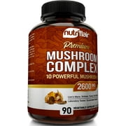 NutriFlair Mushroom Complex Supplement with 10 Mushrooms Lions Mane & Cordyceps, 90 Count