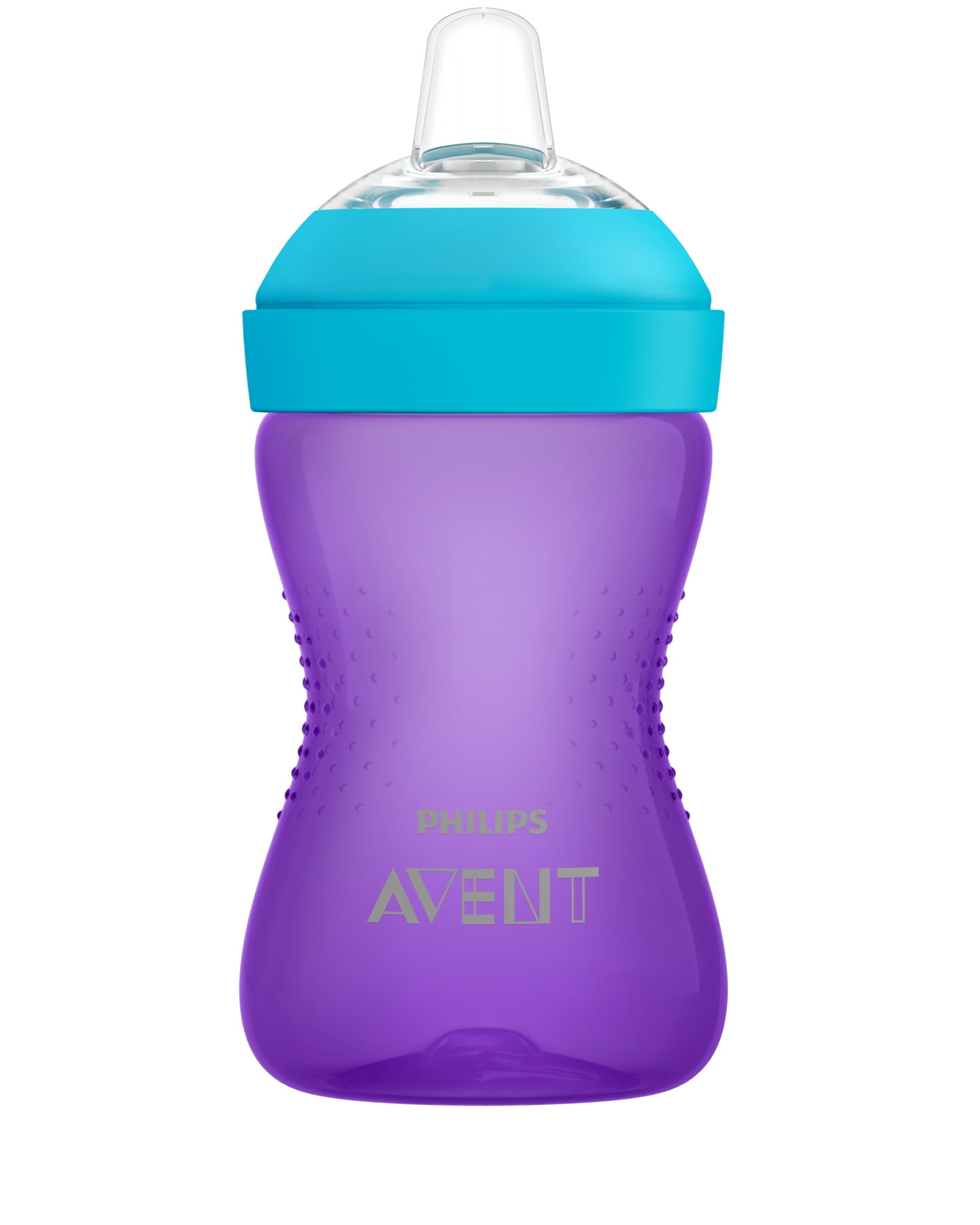 Philips Avent My Grippy Spout Sippy Cup with Soft Spout and Leak-Proof Design, Pink/Purple, 10oz, 2pk, SCF801/22