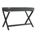thumbnail image 5 of Weston Home Wood X-Base Campaign Writing Desk with Drawers, Vulcan Black, 5 of 6