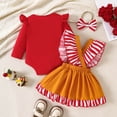thumbnail image 5 of YuYuBao Toddler Girls Outfits Sets Long Sleeve Striped Romper Bodysuits + Suspender Skirts With Headbands 3 Piece Girls Dress Princess Outfits, 6-12 Months, 5 of 8