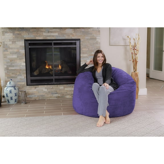 Chill Sack Bean Bag Chair, Memory Foam Lounger with Microsuede Cover, Kids, Adults, 4 ft, Purple